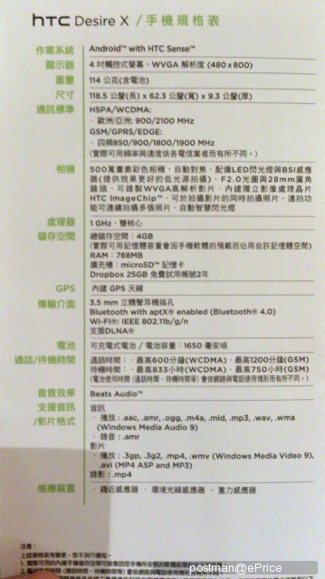 HTC Desire X 官方宣傳品曝光 HTC Desire X 官方宣傳品曝光