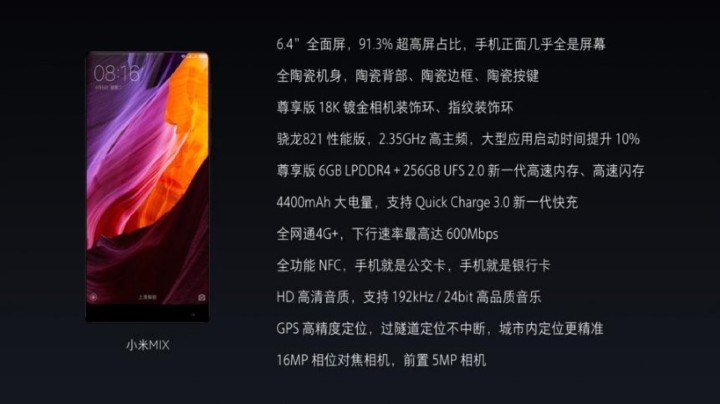 6.4 寸全面屏、91.3% 佔屏率：小米推出新概念手機 MIX；售價從 RM2,145 起！ 12