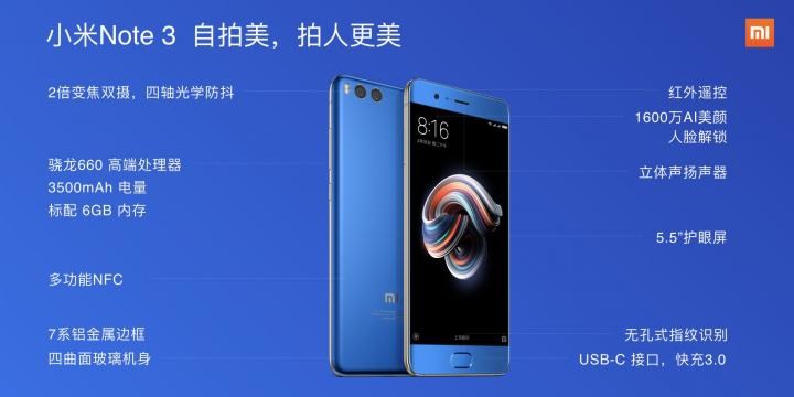 小米 Note 3:5.5 吋窄邊框雙鏡頭中階機 小米 Note 3:5.5 吋窄邊框雙鏡頭中階機